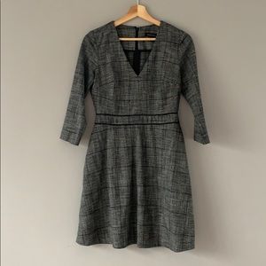 Banana Republic Plaid V-Neck Fit-and-Flare Dress